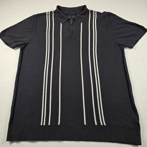 Shaquille O'Neal Men's Black XLG Big and Tall 1/4 Zip Short Sleeve Polo